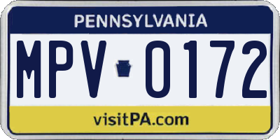 PA license plate MPV0172