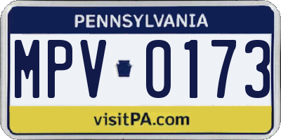 PA license plate MPV0173