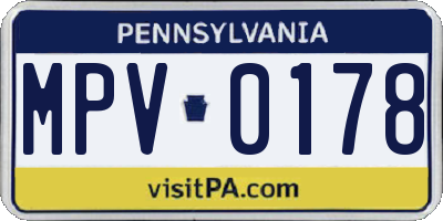 PA license plate MPV0178