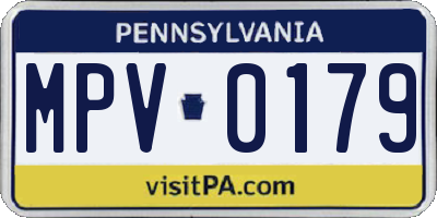 PA license plate MPV0179