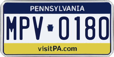 PA license plate MPV0180