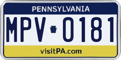 PA license plate MPV0181