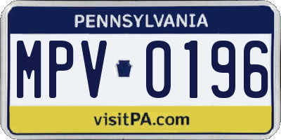PA license plate MPV0196