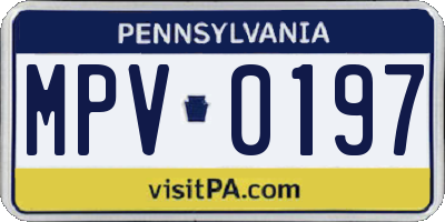 PA license plate MPV0197