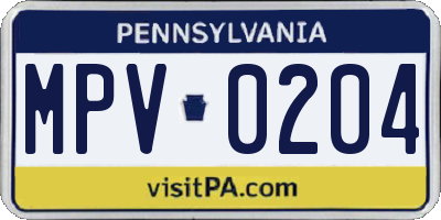 PA license plate MPV0204