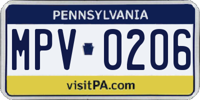 PA license plate MPV0206