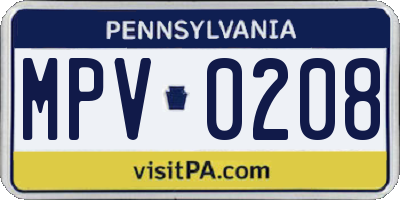 PA license plate MPV0208
