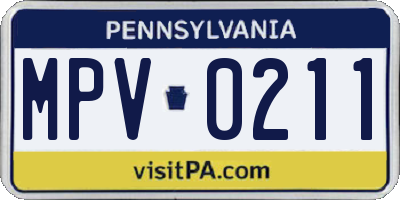 PA license plate MPV0211