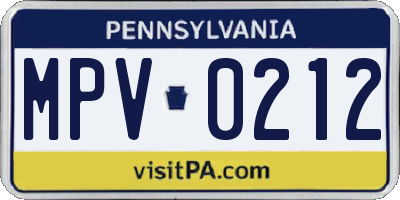 PA license plate MPV0212