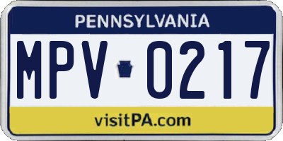 PA license plate MPV0217