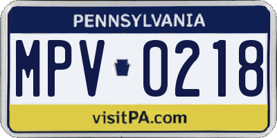PA license plate MPV0218