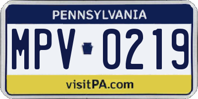 PA license plate MPV0219