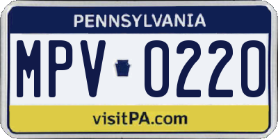 PA license plate MPV0220