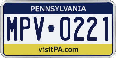 PA license plate MPV0221