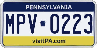 PA license plate MPV0223