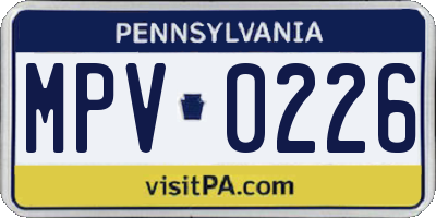 PA license plate MPV0226