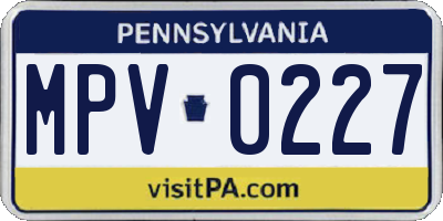 PA license plate MPV0227