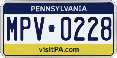 PA license plate MPV0228