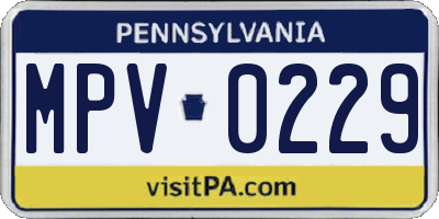 PA license plate MPV0229