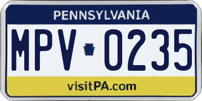 PA license plate MPV0235