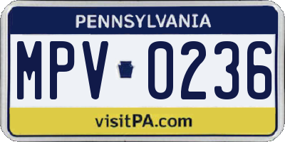 PA license plate MPV0236