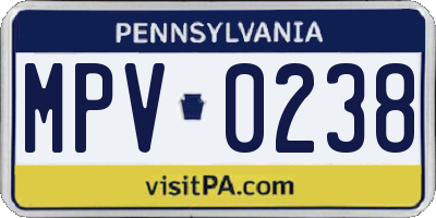 PA license plate MPV0238
