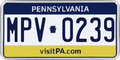 PA license plate MPV0239