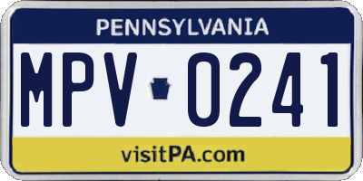 PA license plate MPV0241