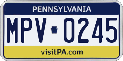 PA license plate MPV0245