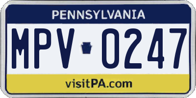 PA license plate MPV0247