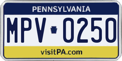 PA license plate MPV0250