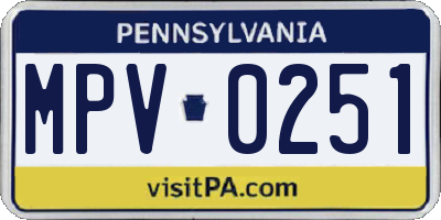 PA license plate MPV0251