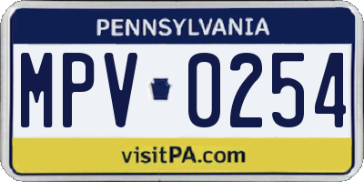 PA license plate MPV0254