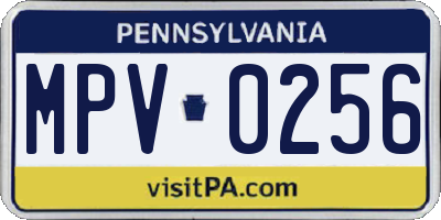 PA license plate MPV0256