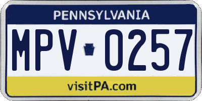 PA license plate MPV0257