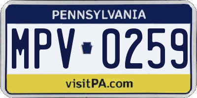 PA license plate MPV0259