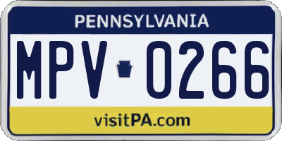 PA license plate MPV0266