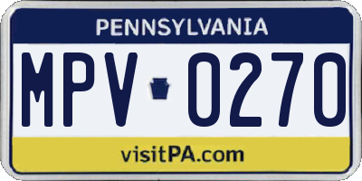 PA license plate MPV0270