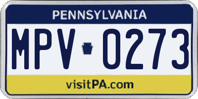PA license plate MPV0273
