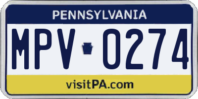 PA license plate MPV0274