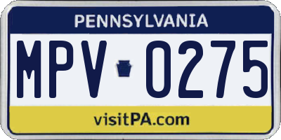 PA license plate MPV0275