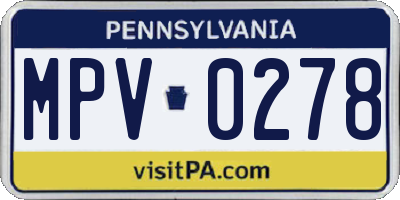 PA license plate MPV0278