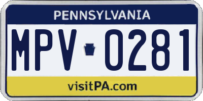 PA license plate MPV0281