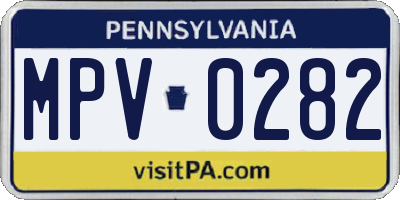 PA license plate MPV0282