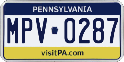 PA license plate MPV0287