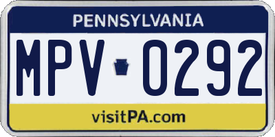 PA license plate MPV0292