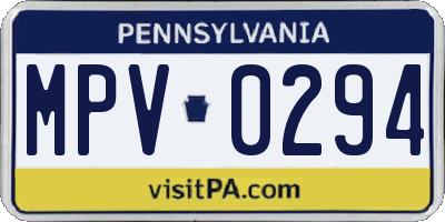 PA license plate MPV0294