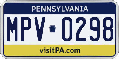 PA license plate MPV0298