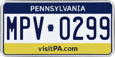 PA license plate MPV0299