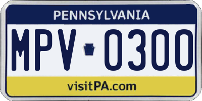 PA license plate MPV0300